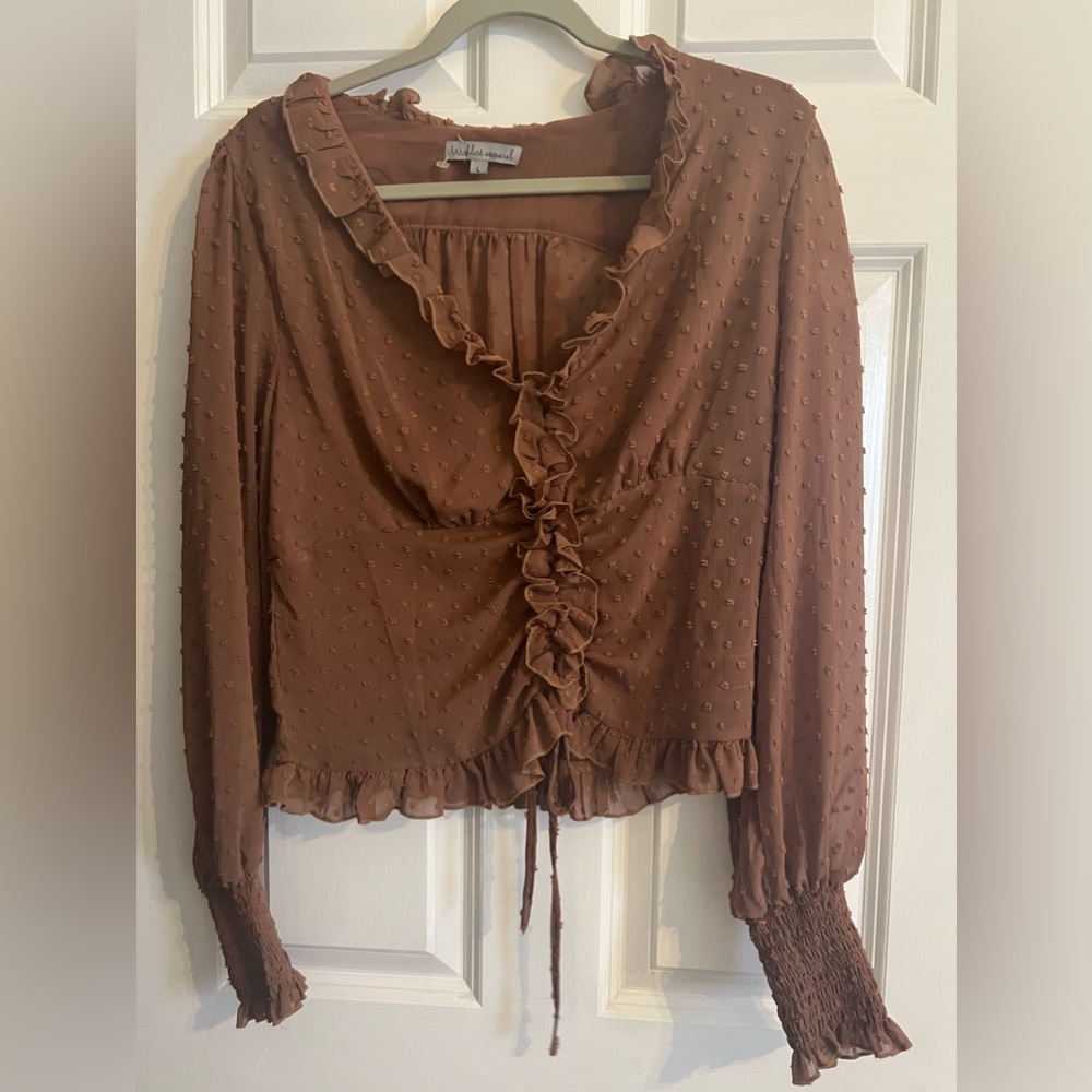 Wishlist Apparel Top Swiss Dot Ruffled Crop top Size Large